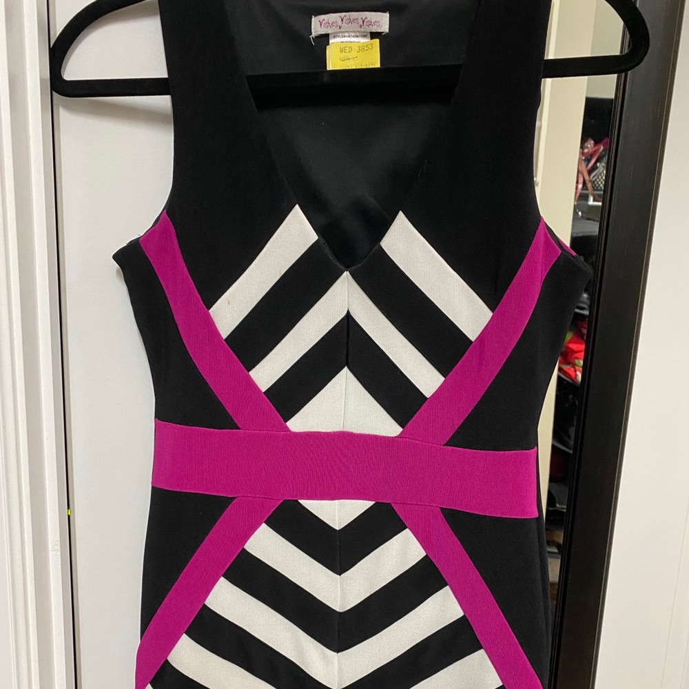 Pink, black and white dress worn once!